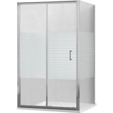 Mexen Apia vysúvací sprchovací kút 90 x 70 cm, transparentný/pruhy, chróm - 840-090-070-01-20