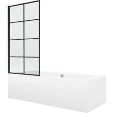 Mexen Cube obdĺžniková vaňa 180 x 80 cm s plášťom a 1 krídlovou zástenou 80 cm, čierny vzor - 550518080X9308017077