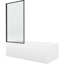 Mexen Cubik obdĺžniková vaňa 150 x 70 cm s plášťom a jednokrídlovou zástenou 70 cm, čierny fix vzor - 550315070X9307007070