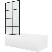 Mexen Cubik obdĺžniková vaňa 150 x 70 cm s plášťom a jednokrídlovou zástenou 70 cm, čierny fix vzor - 550315070X9307007077