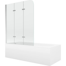 Mexen Vega obdĺžniková vaňa 180 x 80 cm s plášťom a 3 krídlovou zástenou 120 cm, transparentná, chróm - 550118080X9012030100