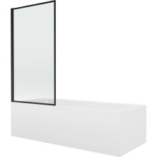 Mexen Vega obdĺžniková vaňa 180 x 80 cm s plášťom a 1 krídlovou zástenou 80 cm, čierny vzor - 550118080X9308017070