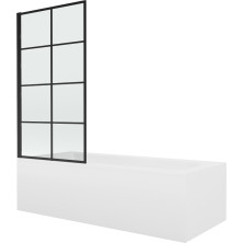 Mexen Vega obdĺžniková vaňa 180 x 80 cm s plášťom a 1 krídlovou zástenou 80 cm, čierny vzor - 550118080X9308017077