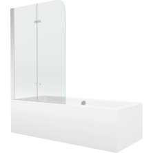 Mexen Cube obdĺžniková vaňa 180 x 80 cm s plášťom a 2 krídlovou zástenou 80 cm, transparentná, chróm - 550518080X9008020100