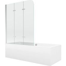 Mexen Cube obdĺžniková vaňa 180 x 80 cm s plášťom a 3 krídlovou zástenou 120 cm, transparentná, chróm - 550518080X9012030100