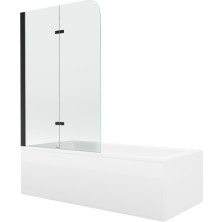 Mexen Cubik obdĺžniková vaňa 170 x 70 cm s plášťom a 2 krídlovou zástenou 80 cm, transparentná, čierna - 550317070X9008027000