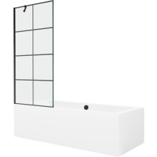 Mexen Cube obdĺžniková vaňa 170 x 80 cm s plášťom a 1 krídlovou zástenou 80 cm, čierny vzor - 550517080X9508007077