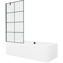 Mexen Cube obdĺžniková vaňa 170 x 80 cm s plášťom a 1 krídlovou zástenou 90 cm, čierny vzor - 550517080X9509007077