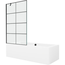 Mexen Cube obdĺžniková vaňa 170 x 80 cm s plášťom a 1 krídlovou zástenou 100 cm, čierny vzor - 550517080X9510007077