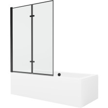 Mexen Cube obdĺžniková vaňa 170 x 80 cm s plášťom a 2 krídlovou zástenou 120 cm, čierny vzor - 550517080X9212027070