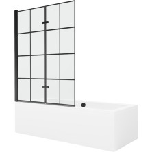 Mexen Cube obdĺžniková vaňa 170 x 80 cm s plášťom a 2 krídlovou zástenou 120 cm, čierny vzor - 550517080X9212027077