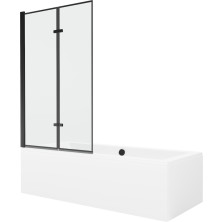 Mexen Cube obdĺžniková vaňa 180 x 80 cm s plášťom a 2 krídlovou zástenou 100 cm, čierny vzor - 550518080X92100027070