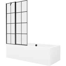 Mexen Cube obdĺžniková vaňa 170 x 80 cm s plášťom a 1 krídlovou zástenou 100 cm, čierny vzor - 550517080X9410117077