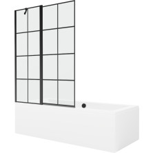 Mexen Cube obdĺžniková vaňa 170 x 80 cm s plášťom a 1 krídlovou zástenou 120 cm, čierny vzor - 550517080X9412117077