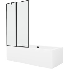 Mexen Cube obdĺžniková vaňa 180 x 80 cm s plášťom a 1 krídlovou zástenou 100 cm, čierny vzor - 550518080X9410117070