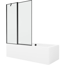 Mexen Cube obdĺžniková vaňa 180 x 80 cm s plášťom a 1-krídlovou zástenou 120 cm, čierny vzor - 550518080X9412117070