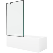 Mexen Cubik obdĺžniková vaňa 150 x 70 cm s plášťom a 1 krídlovou zástenou 100 cm, čierny vzor - 550315070X9510007070