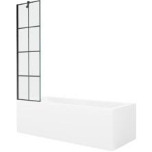 Mexen Cubik obdĺžniková vaňa 150 x 70 cm s plášťom a 1 krídlovou zástenou 50 cm, čierny vzor - 550315070X9505007077