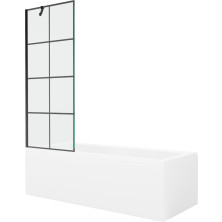 Mexen Cubik obdĺžniková vaňa 150 x 70 cm s plášťom a 1 krídlovou zástenou 70 cm, čierny vzor - 550315070X9507007077