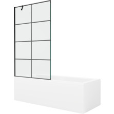 Mexen Cubik obdĺžniková vaňa 150 x 70 cm s plášťom a 1-krídlovou zástenou 100 cm, čierny vzor - 550315070X9510007077