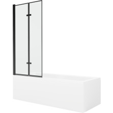 Mexen Cubik obdĺžniková vaňa 150 x 70 cm s plášťom a 2 krídlovou zástenou 80 cm, čierny vzor - 550315070X9208027070