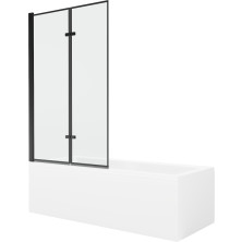 Mexen Cubik obdĺžniková vaňa 150 x 70 cm s plášťom a 2 krídlovou zástenou 100 cm, čierny vzor - 550315070X9210027070