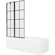 Mexen Cubik obdĺžniková vaňa 150 x 70 cm s plášťom a 1 krídlovou zástenou 100 cm, čierny vzor - 550315070X9410117077