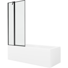 Mexen Cubik obdĺžniková vaňa 160 x 70 cm s plášťom a 1 krídlovou zástenou 80 cm, čierny vzor - 550316070X9408117070