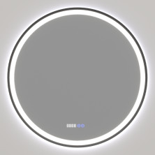 CERANO - Kúpeľňové LED zrkadlo Rivo, kovový rám - čierna matná - Ø 80 cm
