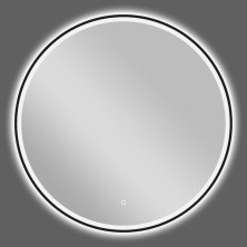 CERANO - Kúpeľňové LED zrkadlo Vito, kovový rám - čierna matná - Ø 80 cm